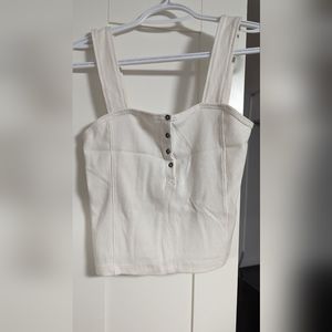 Abercrombie crop tank top with sweetheart neck in white, size medium